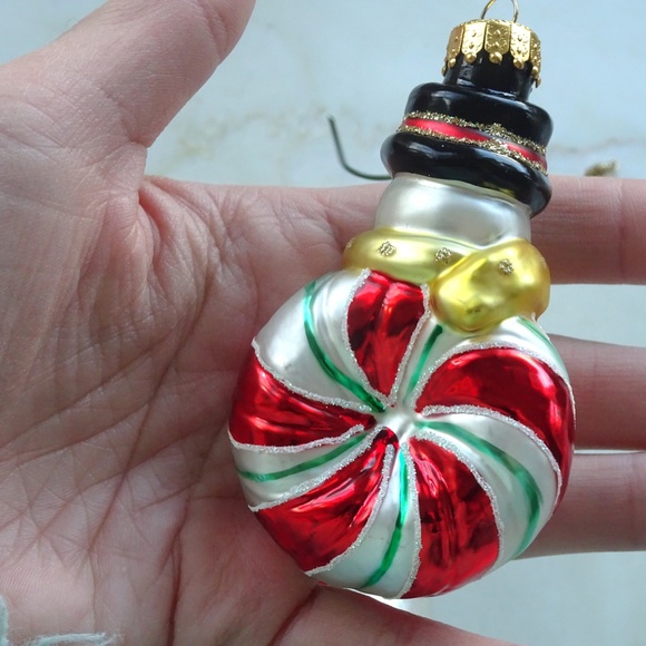 Set of 2 Classic Christmas Snowman Glass Glitter Retro Xmas Holiday Ornaments - Picture 8 of 11